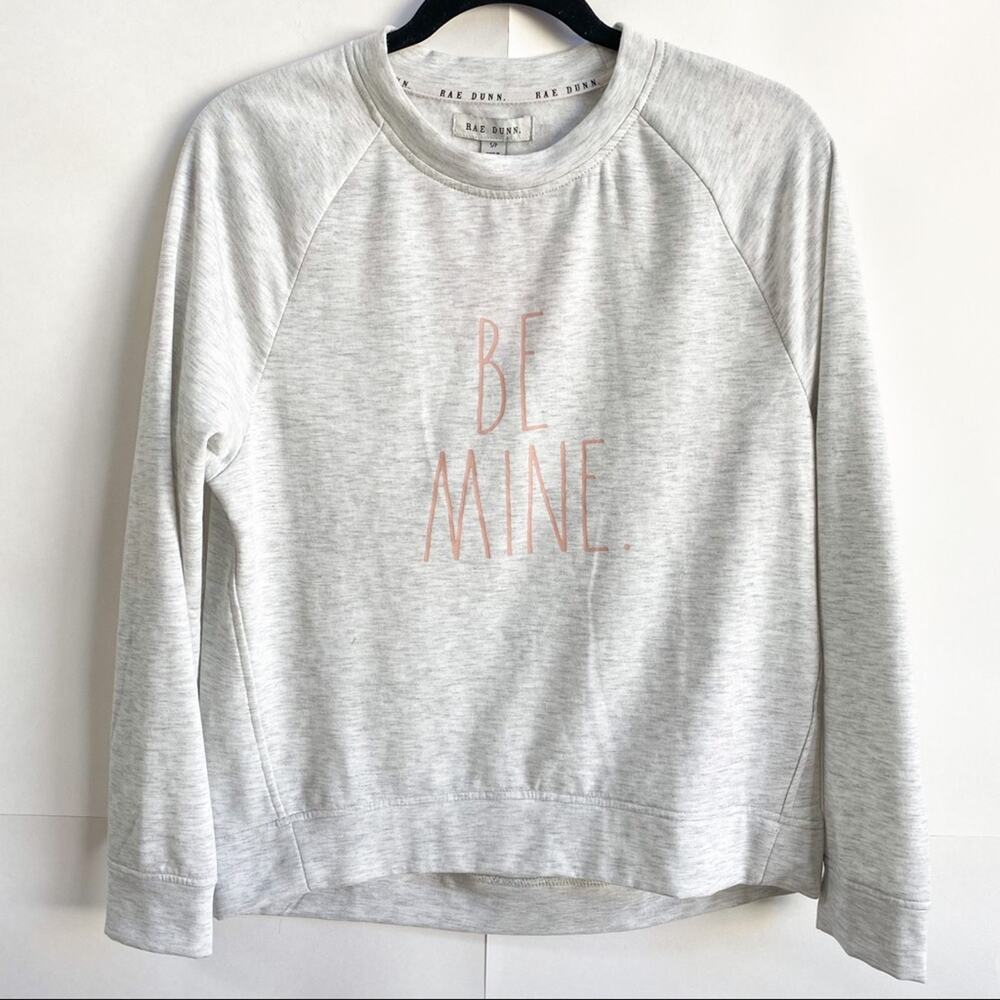NWT Rae Dunn‎ Be Mine Sweatshirt Light Gray Pink